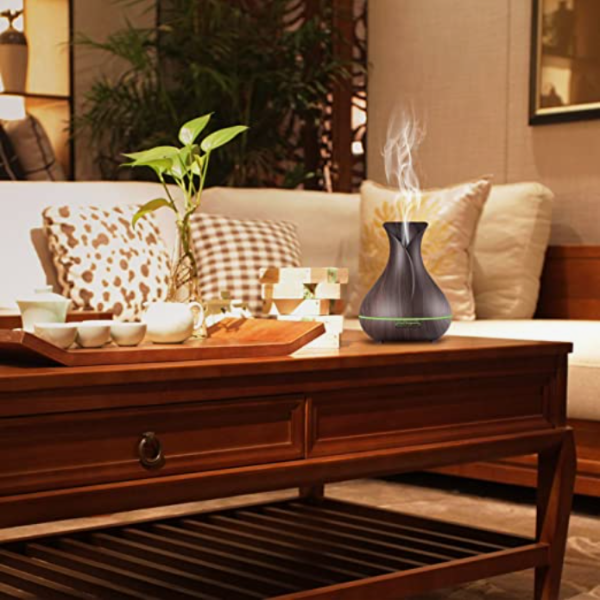 Wood Grain Tulip Essential Oil Aroma LED Diffuser With Controller 550ml