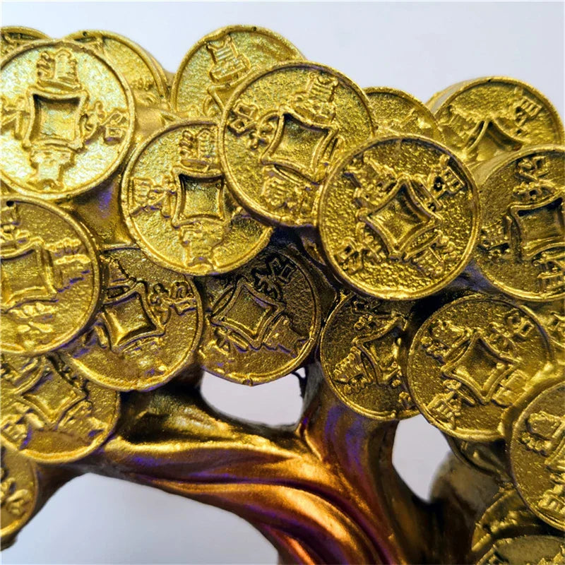 Creative Resin Gold Money Tree Water Fountain With LED