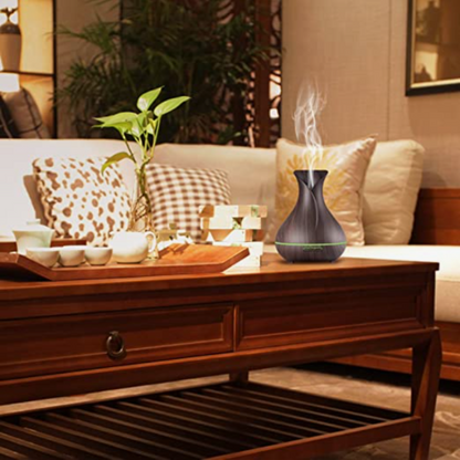 Wood Grain Tulip Essential Oil Aroma LED Diffuser With Controller 550ml