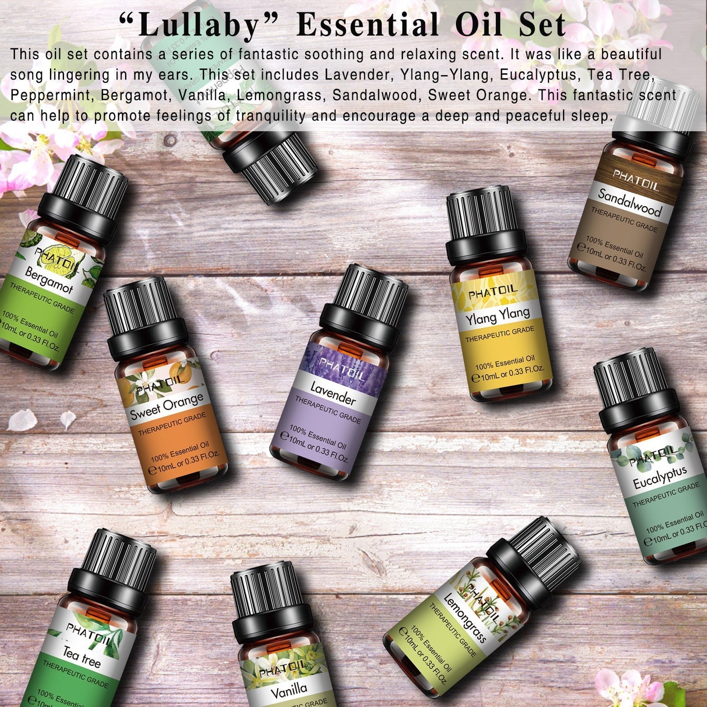 Phatoil Pure Natural Essential Oils Set (10 pcs)