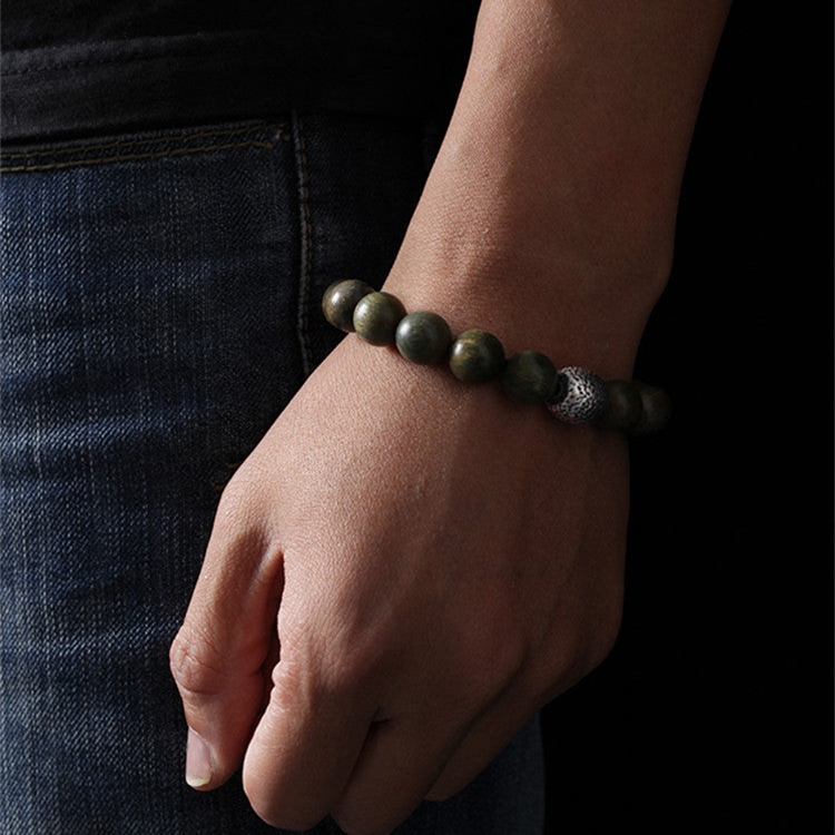 Spiritual Green Wooden Bead Bracelet