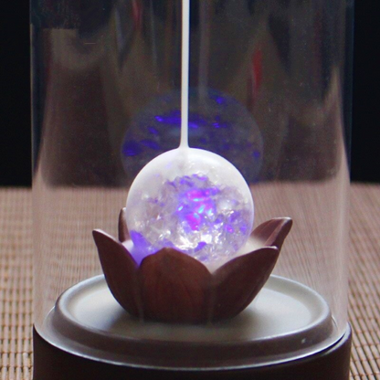 Lotus Crystal Ball Glass Backflow Incense Burner With LED