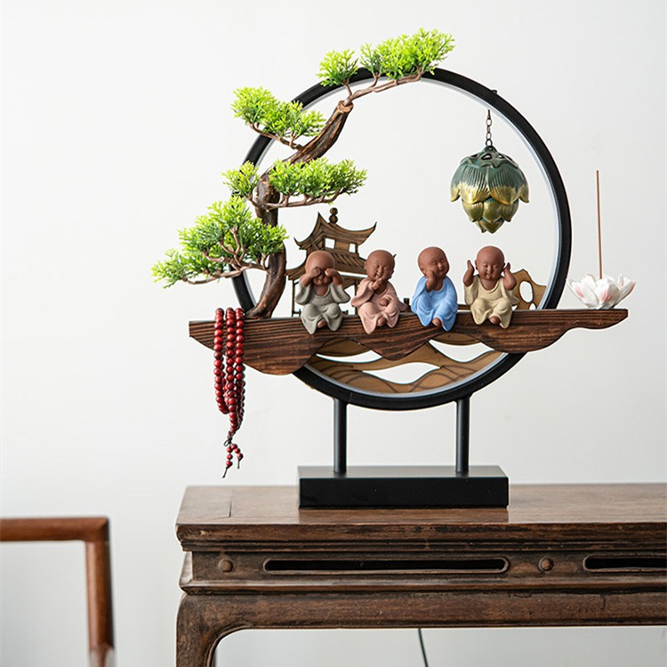 Four Wise Little Monks With LED Decoration