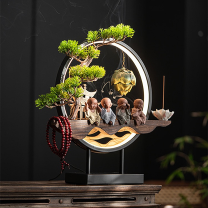 Four Wise Little Monks With LED Decoration