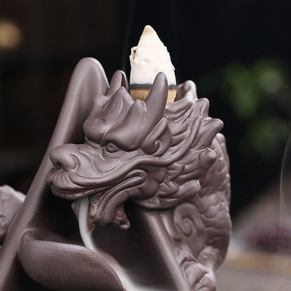 Dragon Cascading Ceramic Incense Cone Burner
