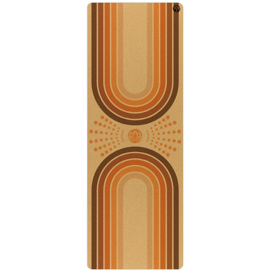 Yoga mat with retro design on a white background