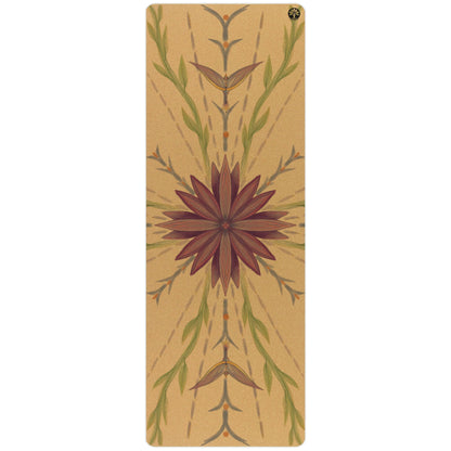 Yoga mat with floral design on a beige background