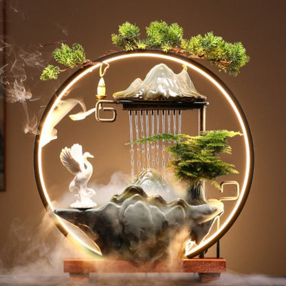 Zen Zen Swan Flowing Water Fountain Backflow Incense Burner