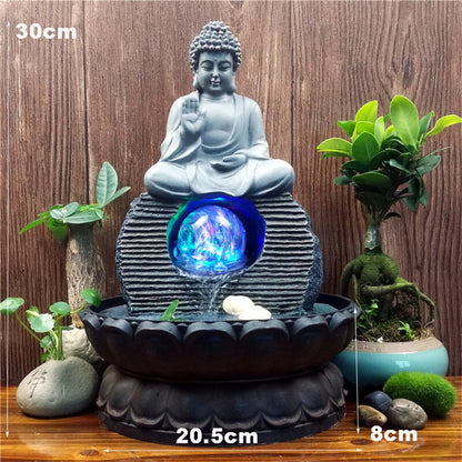 ZEN LED Crystal Ball Buddha Waterfall Indoor Fountain