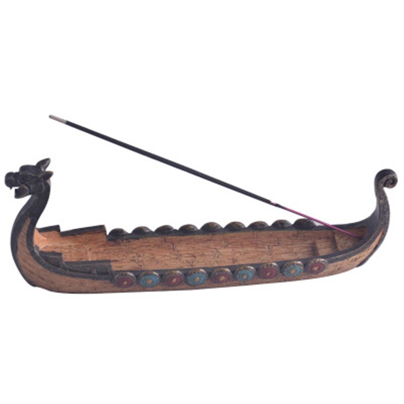 Retro Carving Viking Dragon Boat Incense Stick Holder