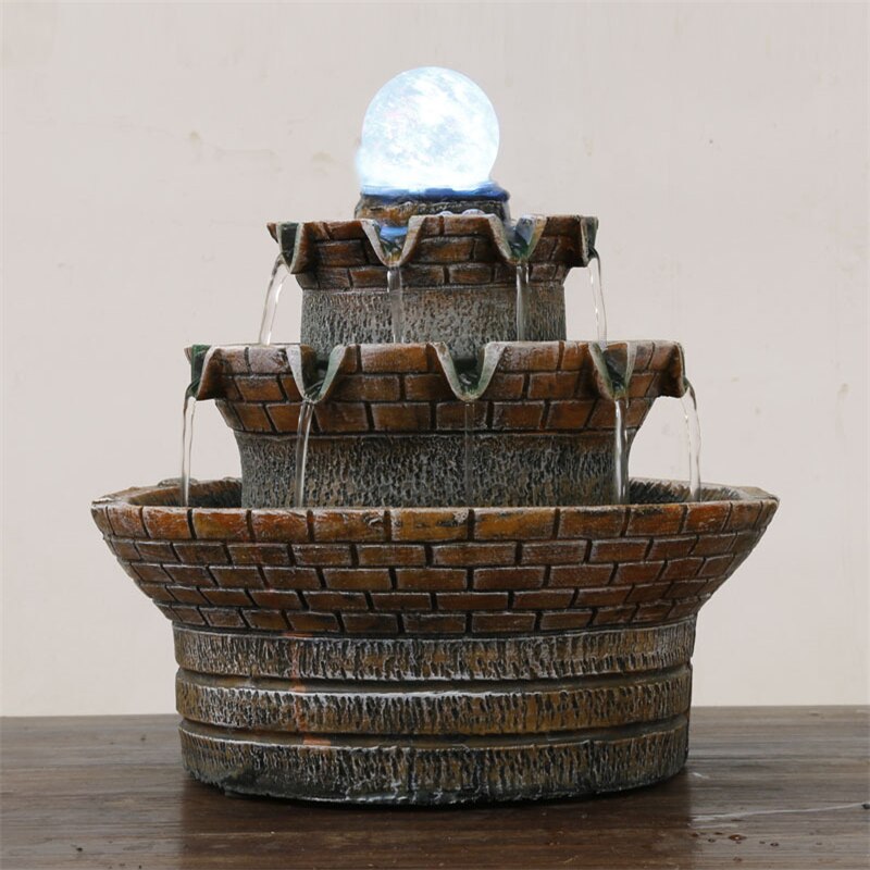Landscape Zen Waterfall Indoor Fountain With LED Crystal Ball