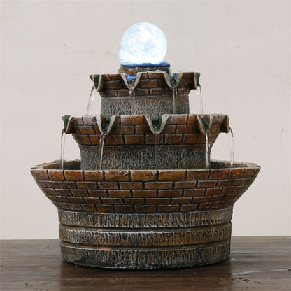 Landscape Zen Waterfall Indoor Fountain With LED Crystal Ball