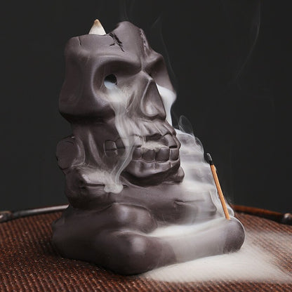 Halloween Skull Backflow Incense Burner Stick Holder