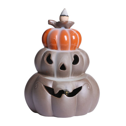 LED Lamp Pumpkin Halloween Waterfall Backflow Incense Burner