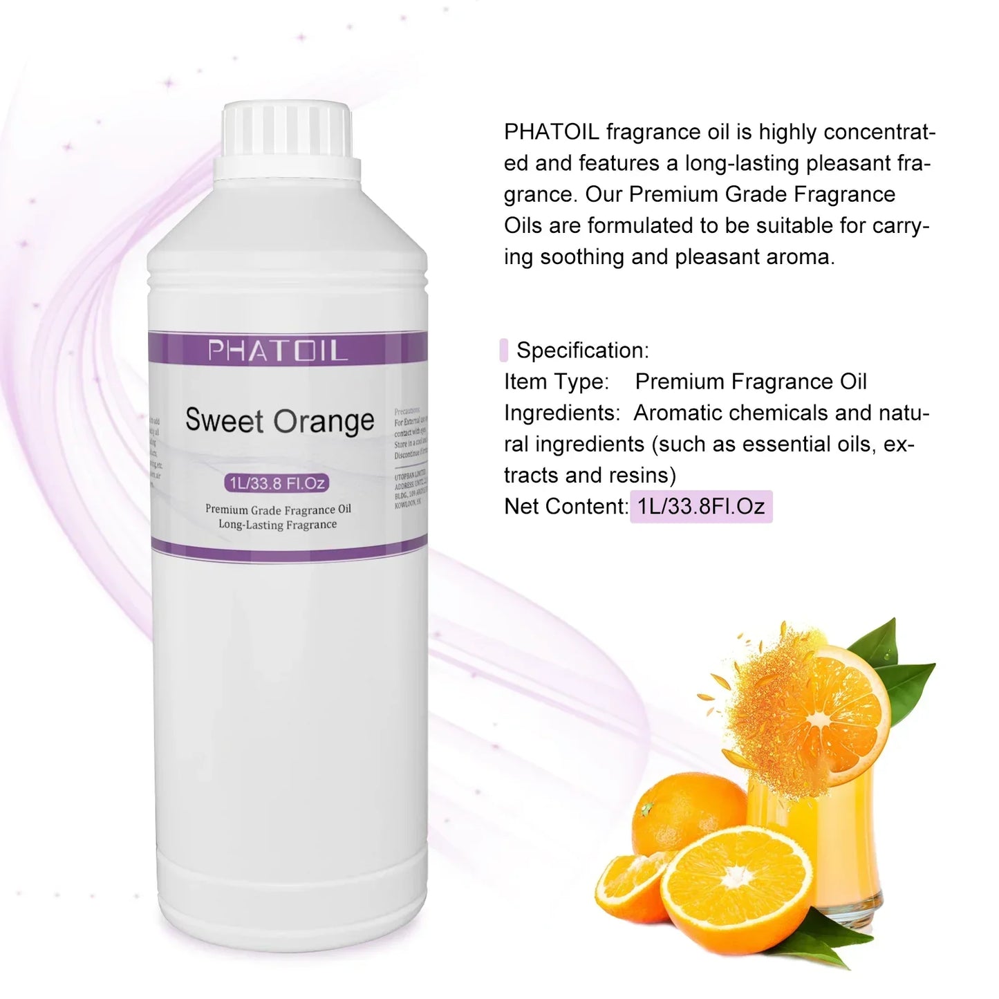 Phatoil 1000ml Fruit Fragrance Oil Perfume for Aroma Diffuser With Droppers And Roll-On Bottles