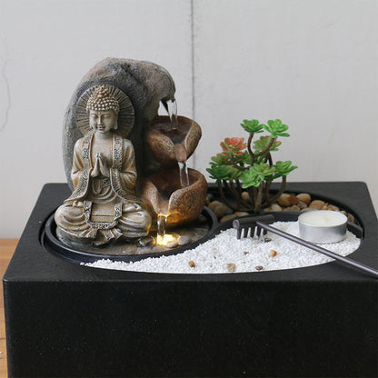 Indoor Desktop Fountain Waterfall With Buddha Statue