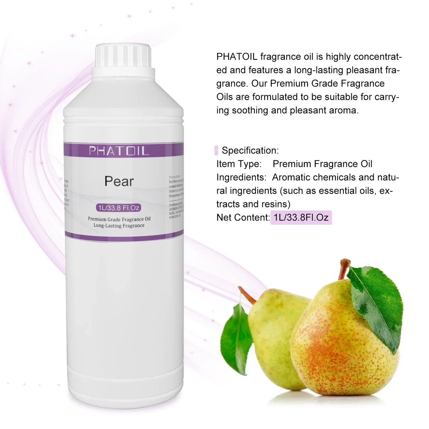 Phatoil 1000ml Fruit Fragrance Oil Perfume for Aroma Diffuser With Droppers And Roll-On Bottles