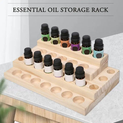 Natural Wood Essential Oil Display Stand Holder Storage Organizer For 30 Slots 5-15ml Bottles