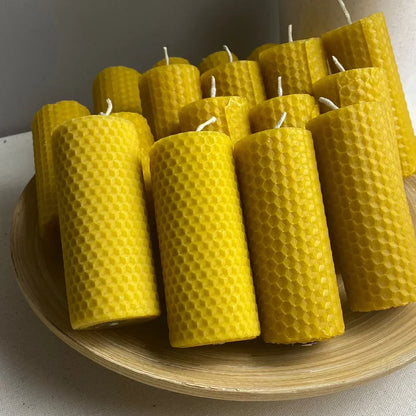 Handmade Natural Honey Rolled Beeswax Candles