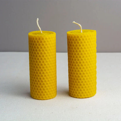 Handmade Natural Honey Rolled Beeswax Candles