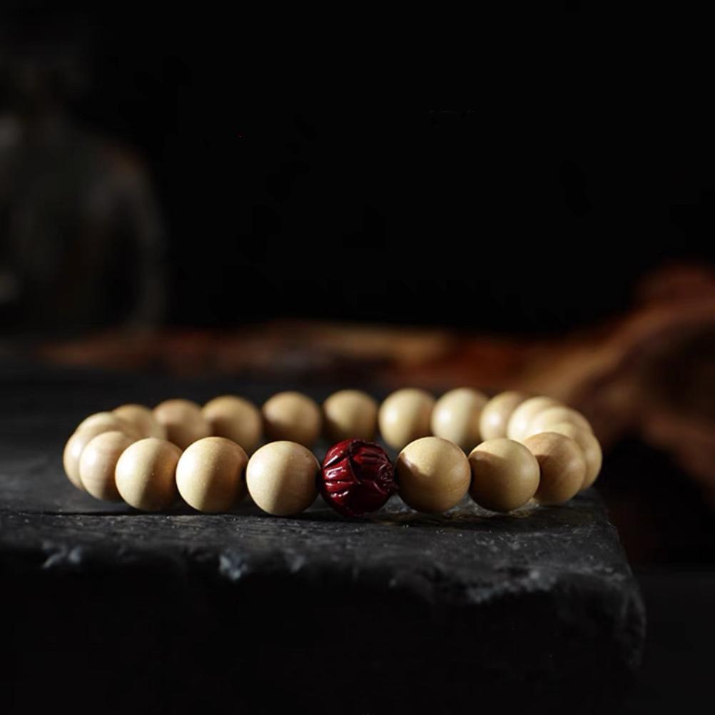Bagua Feng Shui Peach Wood Bead Bracelet