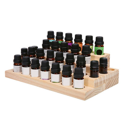 Natural Wood Essential Oil Display Stand Holder Storage Organizer For 30 Slots 5-15ml Bottles