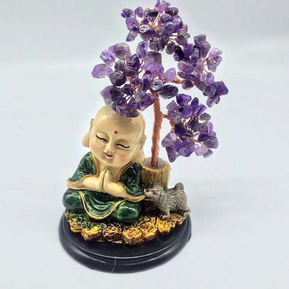 Laughing Buddha With Crystal Tree