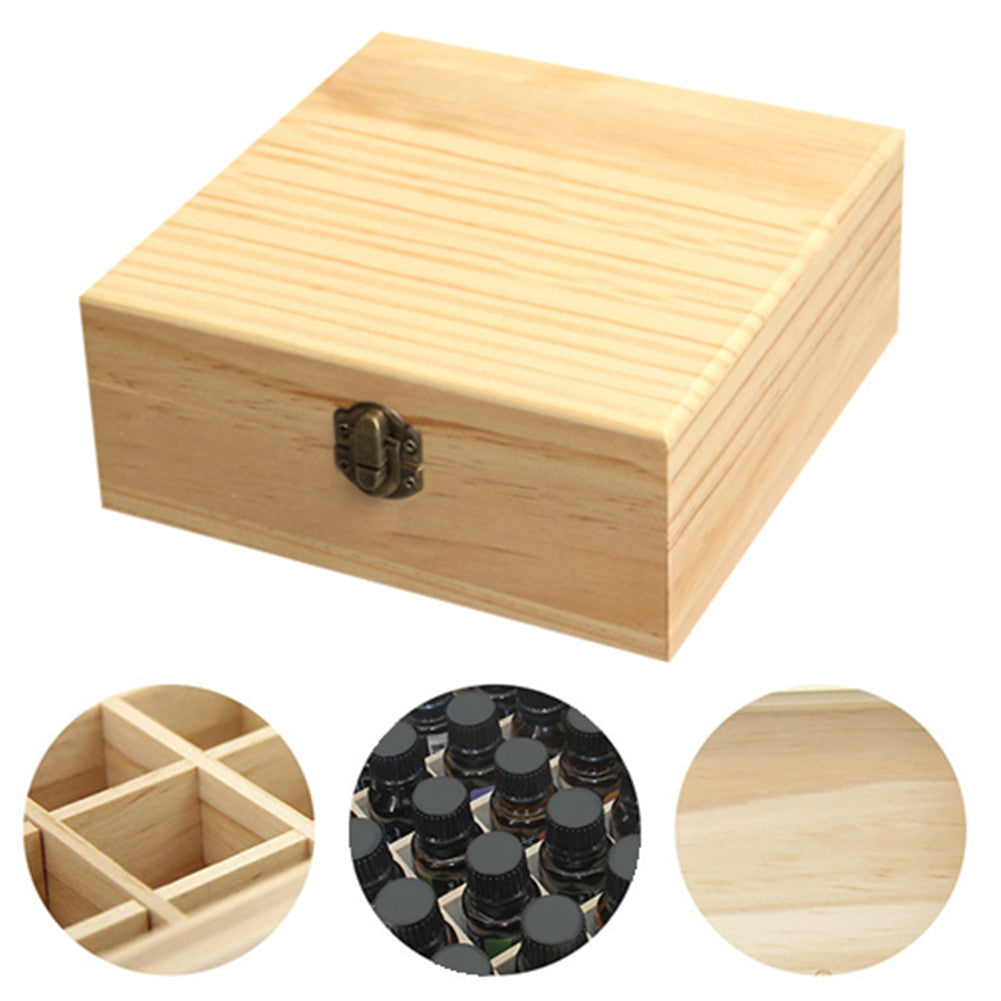 25 Slots Wooden Essential Oil Bottles Container Storage Box