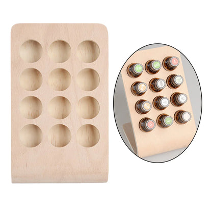 12 Holes Wooden Essential Oil Display Stand Tabletop Holder