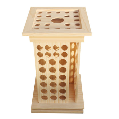 125 Hole Rotatable Essential Oil Bottle Holder Wooden Display Stand Storage