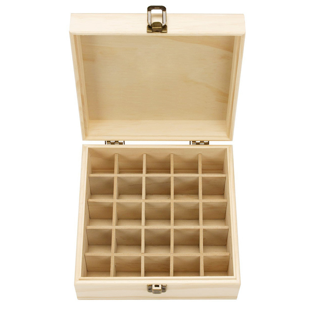 25 Slots Wooden Essential Oil Bottles Container Storage Box