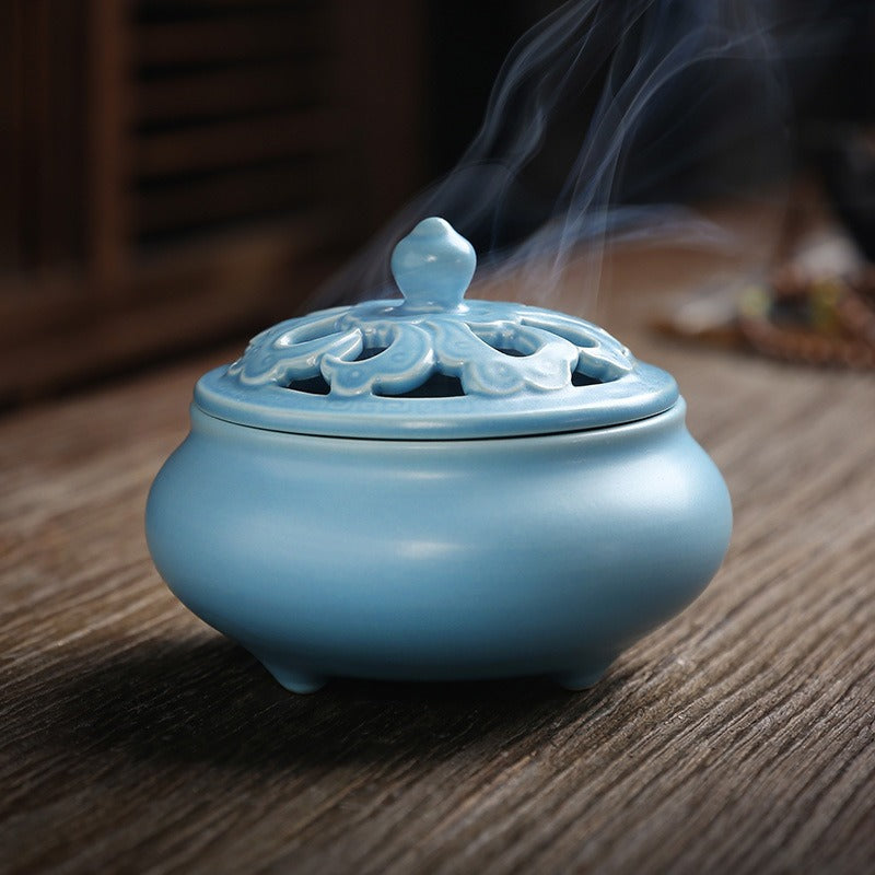 7-Color Retro Ceramic Incense Coil Burner Decoration