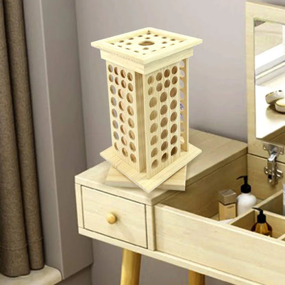 125 Hole Rotatable Essential Oil Bottle Holder Wooden Display Stand Storage