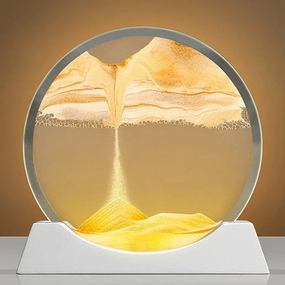 3 Color USB Moving Sand Art LED Round Table Lamp
