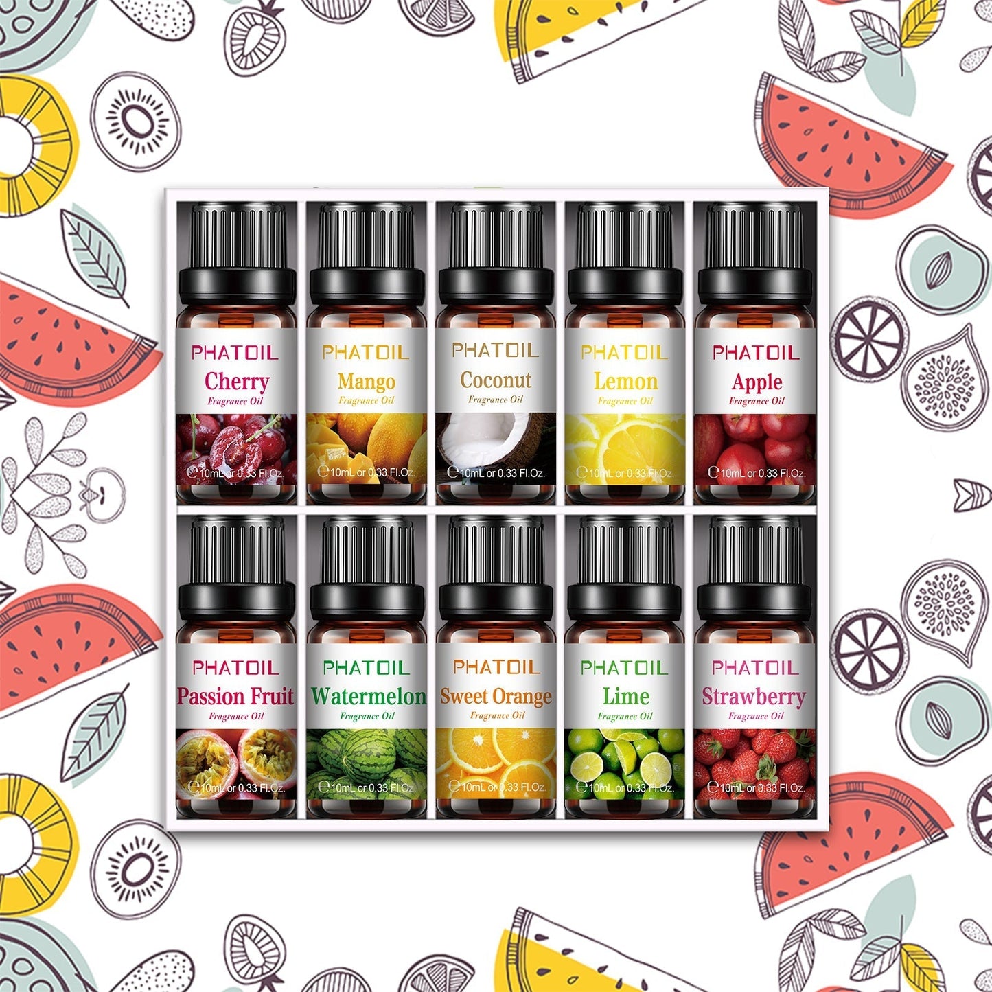 Phatoil Fruit Mix Fragrance Oils Set (10 pcs)