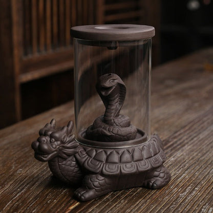 Turtle Windproof Backflow Incense Burner With Snake Inside