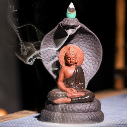 Snake Backflow Incense Burner With Buddha