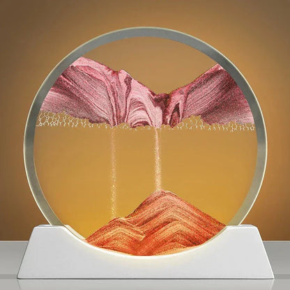 3 Color USB Moving Sand Art LED Round Table Lamp