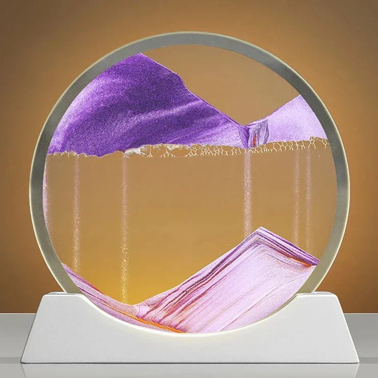 3 Color USB Moving Sand Art LED Round Table Lamp