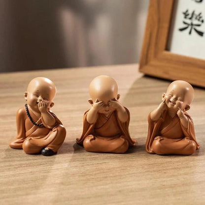 Set 3 Little Monk Buddha Spirits for Lucky