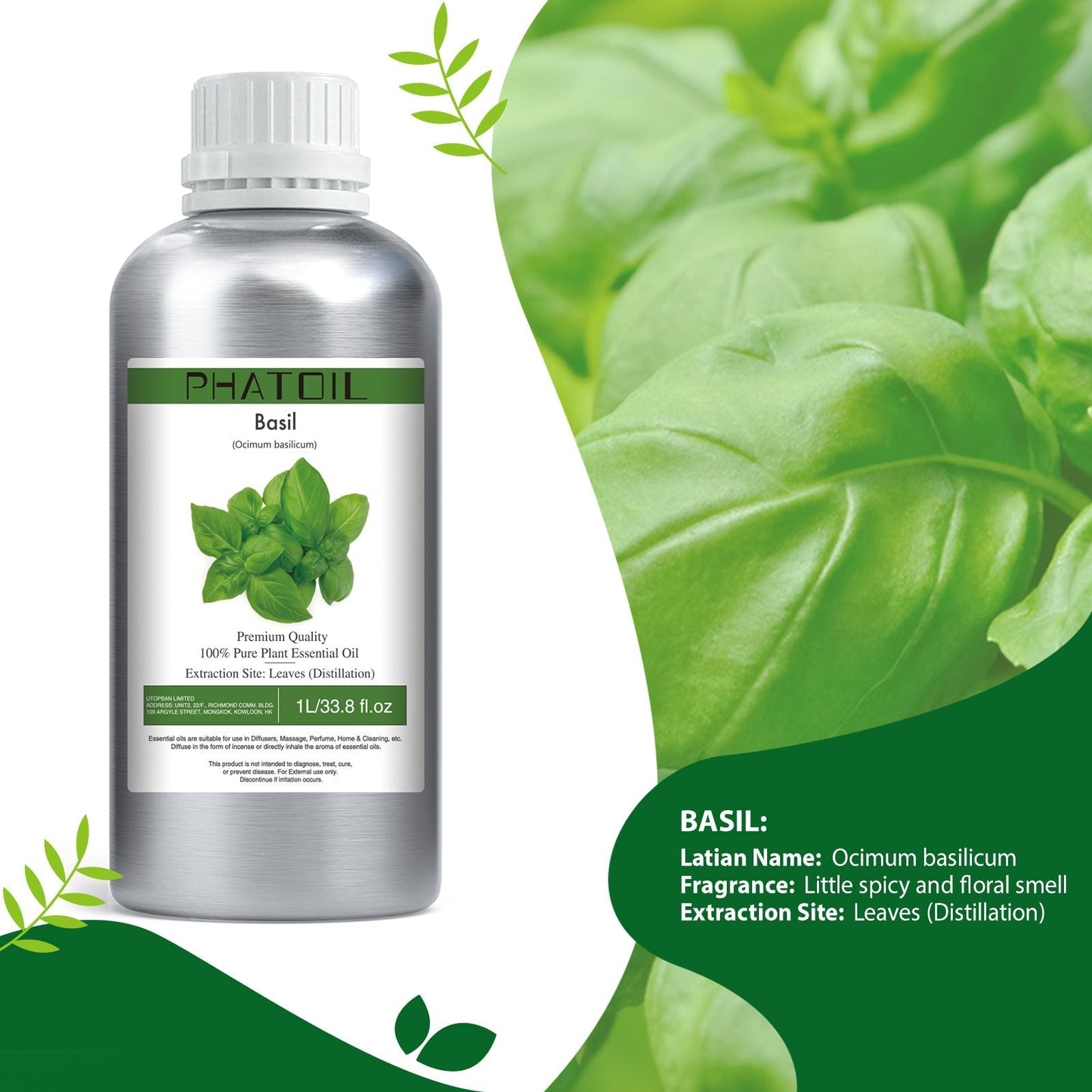 Phatoil 1000ml Pure Plant Essential Oil Fragrance With Droppers