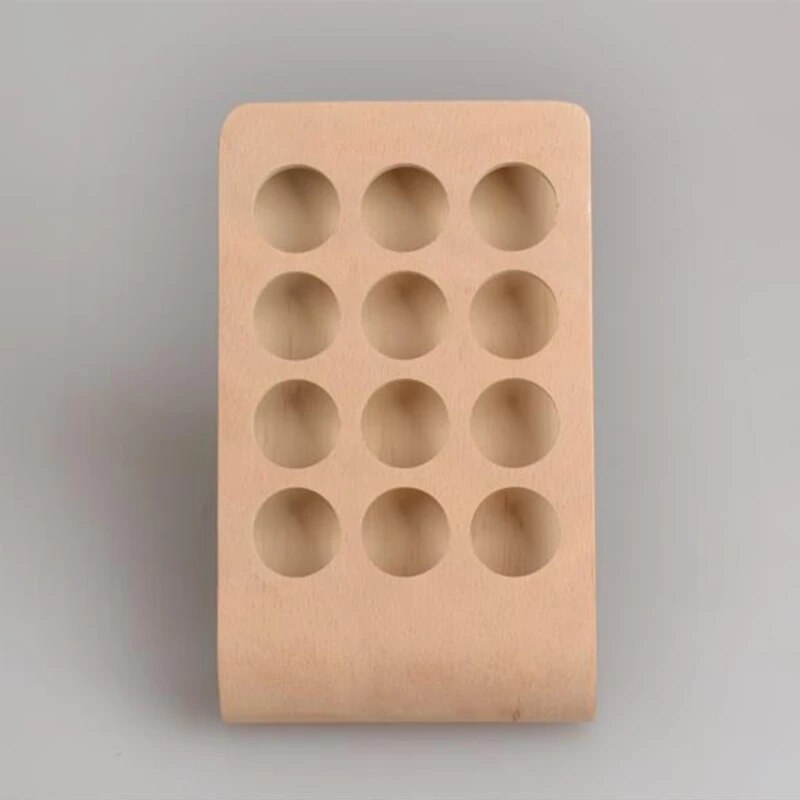 12 Holes Wooden Essential Oil Display Stand Tabletop Holder
