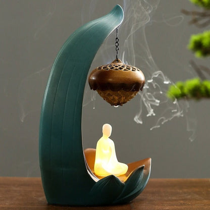Zen Hanging Lotus Backflow Incense Burner LED Lamp