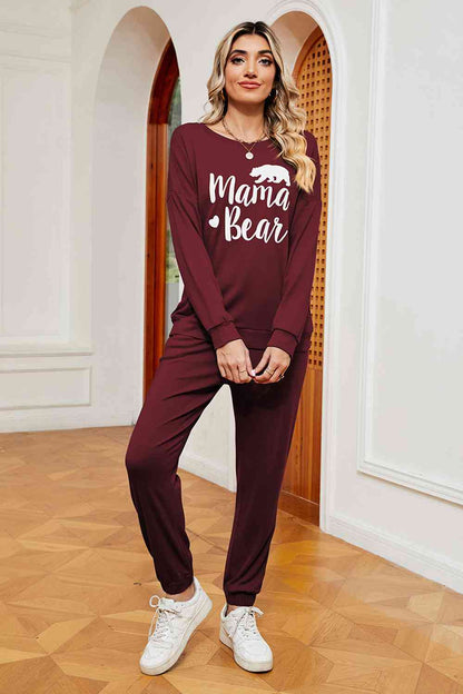 MAMA BEAR Graphic Sweatshirt and Sweatpants Set